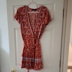 Chic Terracotta Wrap Dress